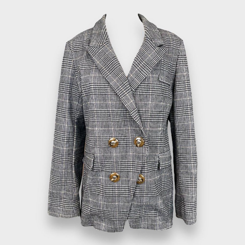 NWT Heartloom Women's Edie Plaid Houndstooth Blazer Coat Jacket Size Medium - Picture 11 of 12